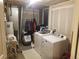 Unfinished basement with laundry area; includes modern washer and dryer at 2240 S Pagosa Ct # B, Aurora, CO 80013
