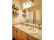 Bathroom with a double sink vanity, large mirror, and ample counter space at 2479 S High St, Denver, CO 80210