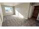 Sunlit bedroom features plush carpeting, a walk-in closet, and neutral wall paint at 16830 Mckay Dr, Mead, CO 80542