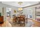 Charming dining area with hardwood floors, classic wainscoting, and bright lighting fixture at 675 Dahlia St, Denver, CO 80220