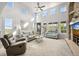 Bright living room with high ceilings, many windows, and a cozy fireplace at 2373 S Joyce St, Denver, CO 80228