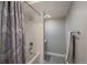Close up view of the bathroom showing the shower/tub and towel rack at 5382 S Pine Rd, Evergreen, CO 80439