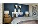 Inviting bedroom with a navy accent wall, stylish lamps, and cozy bedding at 3325 N Coolidge Way, Aurora, CO 80019