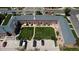 Overhead shot of townhomes featuring a parking spot and a back patio for relaxing and entertaining at 2872 Jasmine St, Denver, CO 80207