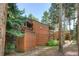 Exterior view of a condo with wood siding and surrounded by tall trees at 1080 Ski Hill Rd # 9, Breckenridge, CO 80424