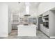 Modern kitchen with stainless steel appliances, center island, and gray cabinets for a sleek design at 1923 Ensenada Ct, Aurora, CO 80011