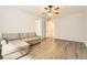 Neutral bedroom with wood floors, great natural light, and modern ceiling fan at 2905 Morningbird Ln, Castle Rock, CO 80109
