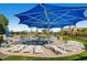 Community pool area with shade umbrellas and lounge chairs at 2905 Morningbird Ln, Castle Rock, CO 80109