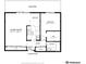 Floor plan showcasing layout with living room, kitchen, dining area, bedroom, and balcony at 100 S Clarkson St # 304, Denver, CO 80209