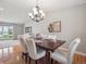 Dining room features a chandelier, hardwood floors, and adjacent seating area at 3138 E Otero Cir, Centennial, CO 80122
