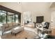 Large windows bring natural light into the open concept living room with hardwood floors at 18330 Archers Dr, Monument, CO 80132