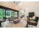 Bright living room with vaulted ceilings, an outside view, and an open floor plan at 18330 Archers Dr, Monument, CO 80132