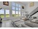 Airy living room with expansive windows and a plush sectional sofa at 897 E Rim Rd, Franktown, CO 80116