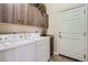 Functional laundry room with modern washer and dryer and ample storage space at 23960 E Easter Pl, Aurora, CO 80016