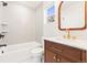 Bathroom featuring a vanity, toilet, and shower with modern finishes at 1048 Knox Ct, Denver, CO 80204