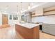 Bright kitchen features a wooden island, stainless steel appliances, and modern pendant lighting at 1048 Knox Ct, Denver, CO 80204