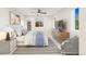 This primary bedroom features a ceiling fan, an ensuite door, and a television at 1048 Knox Ct, Denver, CO 80204
