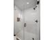 Shower enclosed with frameless glass and white tiling at 2865 S Cherry Way, Denver, CO 80222