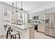 Stylish kitchen featuring stainless steel appliances, a center island with bar seating, and modern finishes at 5128 W 26Th Ave # 208, Denver, CO 80212