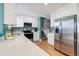Modern kitchen featuring white cabinetry, stainless steel appliances, and a bright, clean aesthetic at 6071 S Ingalls St, Littleton, CO 80123