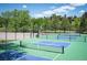 Community pickleball courts surrounded by fencing and a treed landscape at 23585 Genesee Village Rd # E, Golden, CO 80401