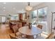 Open concept kitchen with a breakfast nook, granite countertops, modern appliances, and outdoor access at 3102 Fox Sedge Pl, Highlands Ranch, CO 80126