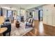 Spacious living room featuring hardwood floors, stylish decor, and a seamless flow to the dining area at 1350 E Amherst Ave, Englewood, CO 80113