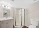 Basement bathroom with vanity and shower at 89 Dawn Heath Cir, Littleton, CO 80127