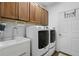 Convenient laundry room with modern washer, dryer, sink, and ample storage cabinets offering functionality and efficiency at 3748 Starry Night Loop, Castle Rock, CO 80109
