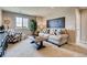 Open living room showcasing a decorative couch, a coffee table, and a large plant in the corner at 1839 Morgan Dr, Erie, CO 80516