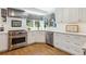 Beautiful kitchen with stainless steel appliances, white cabinetry, and a large window at 3 Winged Foot Way, Littleton, CO 80123
