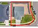 An aerial view of a home, showcasing its landscaped backyard, driveway, and relationship to adjacent properties at 9716 Uravan St, Commerce City, CO 80022