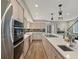 Modern kitchen features stainless steel appliances, and an island with seating and gas cooktop at 3538 Pecos St, Denver, CO 80211