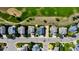 Aerial view of neighborhood homes showcases golf course and proximity to neighbors at 653 Glenarbor Cir, Longmont, CO 80504