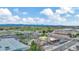 An aerial view shows a large parking lot near a commercial sector with a golf course and mountain view in the distance at 364 S Ironton St # 425, Aurora, CO 80012
