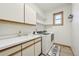 Functional laundry room with sink, storage cabinets, and washer/dryer hookups at 20120 Doewood Dr, Monument, CO 80132