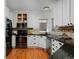 Updated kitchen features stainless steel appliances, granite countertops, and white cabinets at 1735 Crestone Dr, Longmont, CO 80504