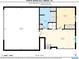 Floor plan of basement showcasing layout of rooms, including bedroom, bath, and rec room at 8745 W Ottawa Ave, Littleton, CO 80128