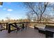 Inviting wooden deck with comfortable outdoor seating and picturesque views of the landscape at 6393 Laguna Cir, Highlands Ranch, CO 80130