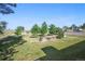 Expansive backyard featuring a stone patio, manicured lawn, mature trees, and an open field at 8855 E Parker Rd, Parker, CO 80138