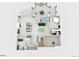 Detailed aerial floor plan showcasing bedrooms, living spaces, and bathrooms on the first floor at 15252 W Warren Dr, Lakewood, CO 80228