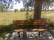 A park bench under a large tree provides a shady spot to relax in a grassy field at 2035 Carr St, Lakewood, CO 80214