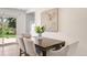 Comfortable dining area with a dark wood table and views of the lush backyard at 2213 E Panama Dr, Centennial, CO 80121