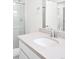 Clean, modern bathroom features a glass shower and stylish vanity with great natural light at 129 Mesa Way, Superior, CO 80027