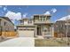 Charming two-story home featuring stone accents, a covered front porch, and a well-manicured lawn at 4875 E 148Th Pl, Thornton, CO 80602