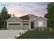 Charming single-Gathering home showcasing stone accents, gray siding, and a manicured front lawn at 10730 Hanging Lake Pl, Parker, CO 80138