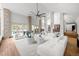 Bright living room with stone accents, white furnishings, and floor-to-ceiling windows at 4766 S Fillmore Ct, Cherry Hills Village, CO 80113