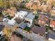 Expansive aerial view showcasing the modern home's layout, backyard, and surrounding neighborhood at 735 S Elizabeth St, Denver, CO 80209