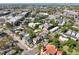 Stunning aerial view of residential streets lined with mature trees, apartments, and Denver city buildings at 1718 W 33Rd Ave, Denver, CO 80211