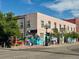 Corner building featuring vibrant murals, street art, and a commercial space with pedestrian-friendly sidewalks at 953 Kalamath St, Denver, CO 80204